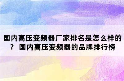 国内高压变频器厂家排名是怎么样的？ 国内高压变频器的品牌排行榜